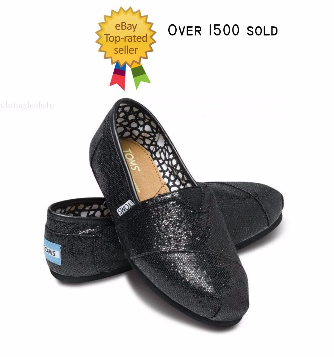 Toms womens black glitter shoes top