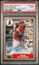 2022 Topps Update #87-BARD Reid Detmers RC Angels 1987 Auto Gold /199 PSA 9 MINT