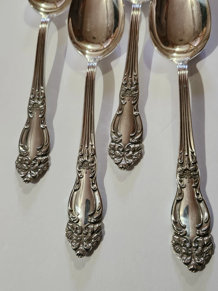 4 8 1/4" Serving Spoons Reed & Barton TIGER LILY Festivity Lot Silver Plate - Image 3 of 4
