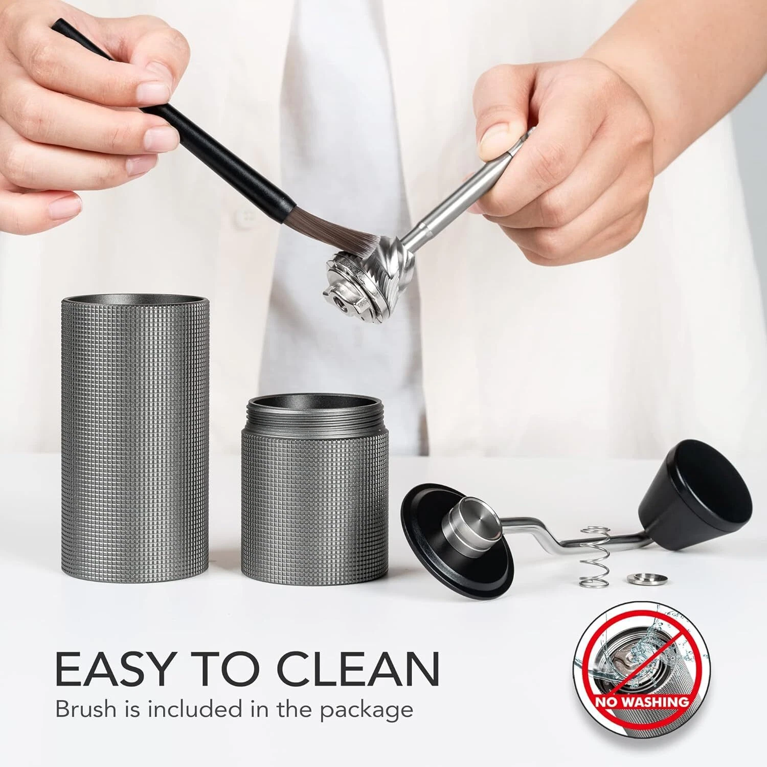 TIMEMORE Chestnut C2S Manual Coffee Grinder Stainless Steel S2C Conical Burr Coffee Grinder, Capacity 25g Hand Coffee Bean Grinder, Double Bearing Positioning, Black - Thumbnail 2