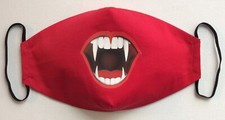 Face Mask Vampire Biting Teeth Red Cotton fabric Adults Size M-L Made In USA