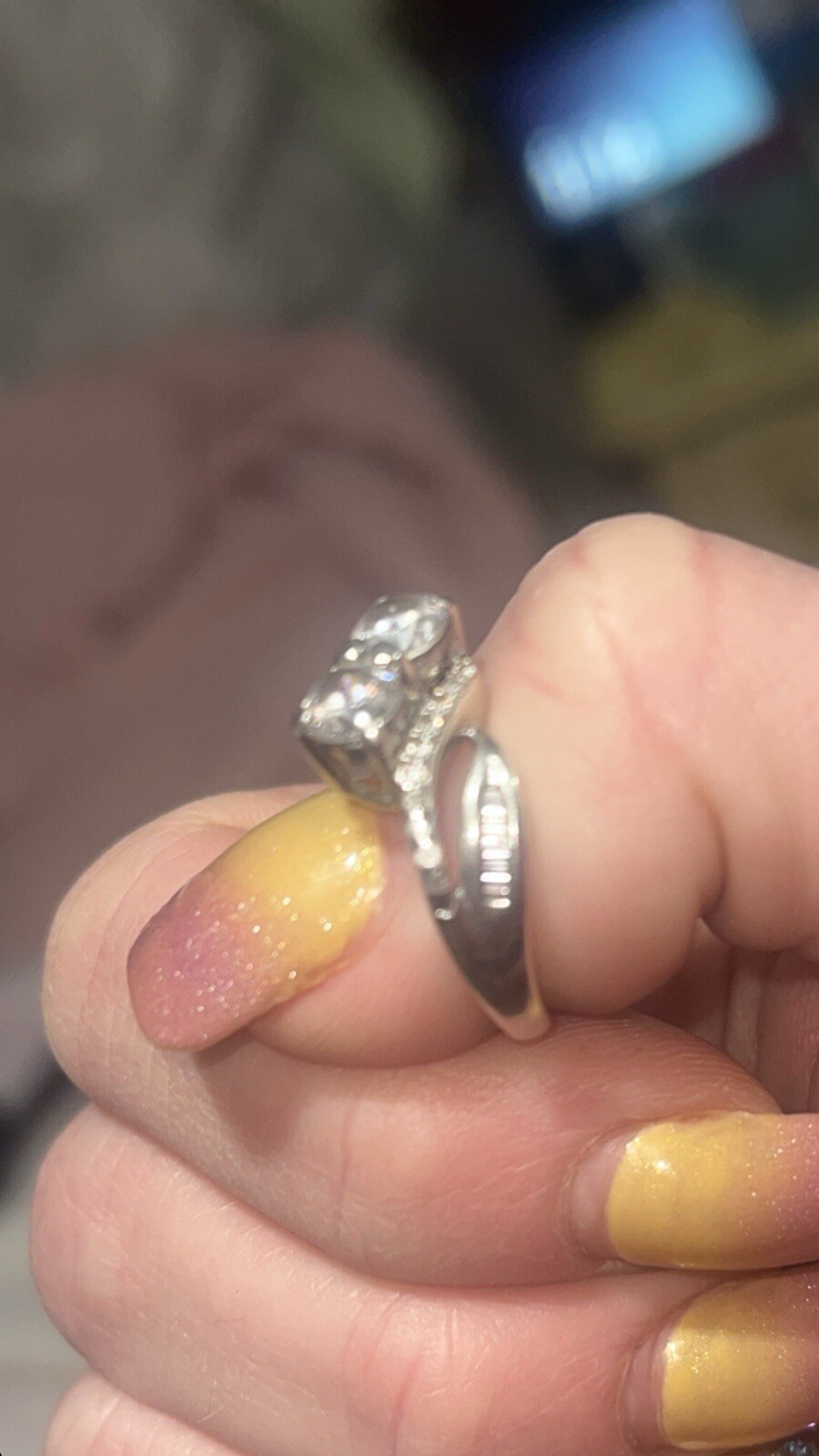 Preowned Untested Silver Diamond Ring Stamped SUN… - image 7