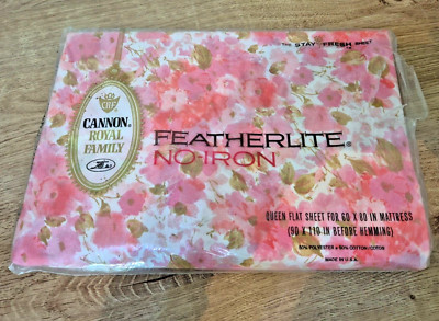 Vintage Cannon Royal Family, rosa Blumen Queen Flachbettlaken