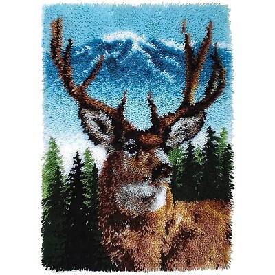 Caron Classics Latch Hook Kit  DEER  Rug 20 X 30'' Made In USA NEW Open Box