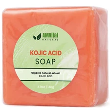 AMVital Natural Kojic Acid Soap Bar for Glowing, Radiant Skin - Face and Body