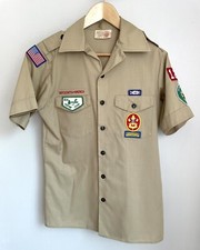 Vintage Boy Scouts Of America Mens Small Official Shirt BSA Khaki Made In USA