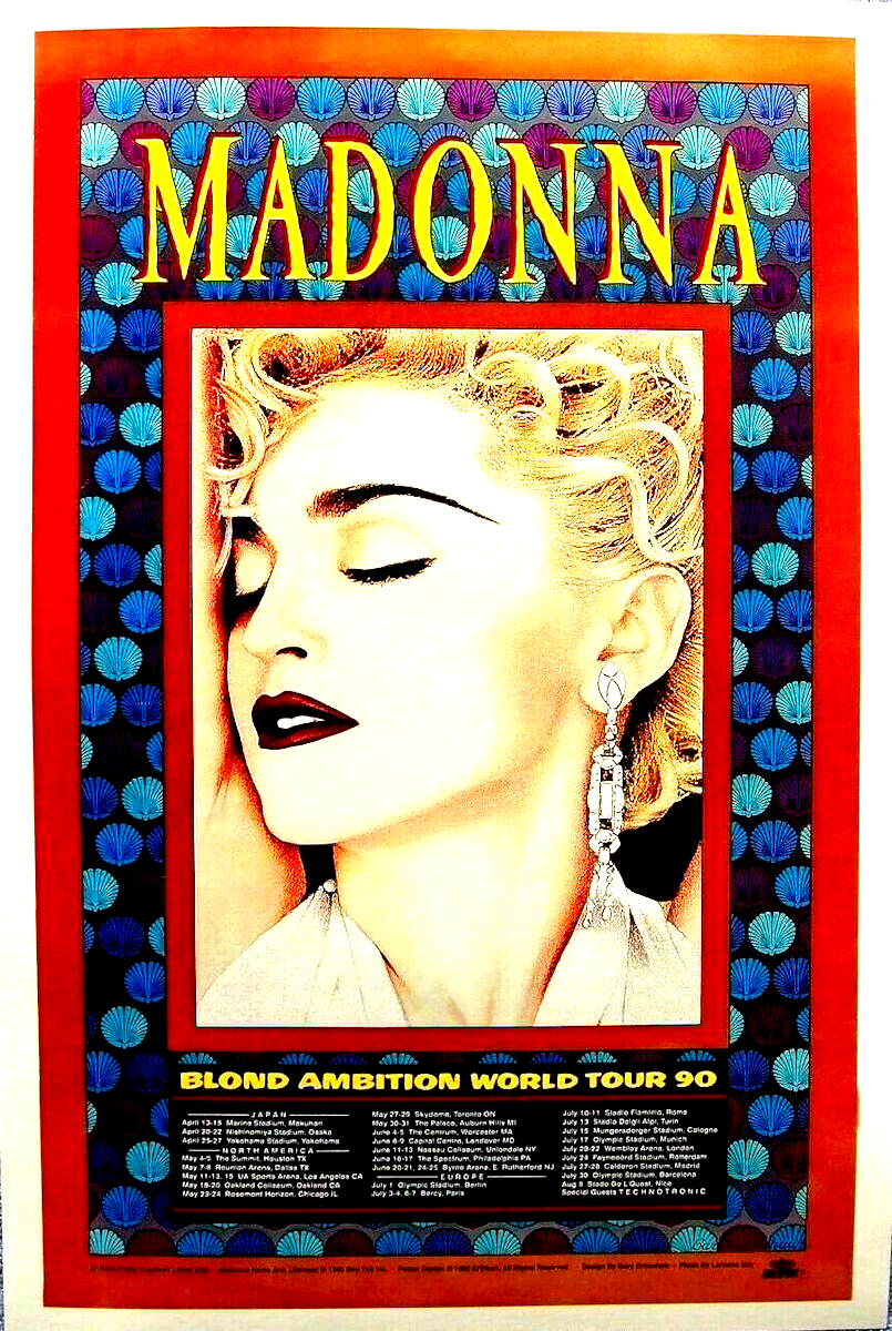 MADONNA 1990 BLOND AMBITION WORLD TOUR CONCERT POSTER / NMT 2 MINT 