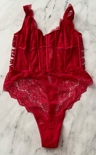 Victoria's Secret Wicked Corset Bodysuit Teddy Red Boned Lace Thong XL