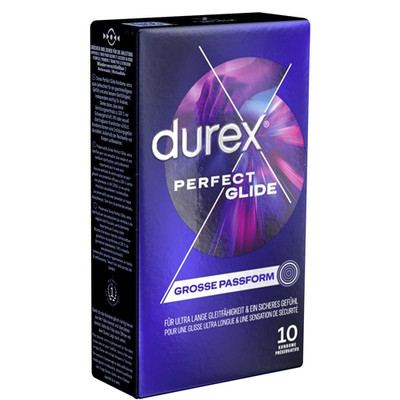 Durex Perfect Glide 10er Pack | Extra feuchte Kondome 56mm, Latex, Reservoir