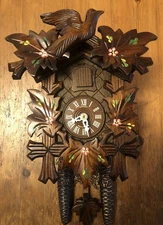 Schneider Hand Painted Flowers Black Forest Cuckoo Clock--Excellent Condition
