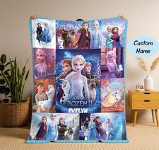 Custom Name Frozen Elsa Queen Blanket, Elsa Fleece Blanket, Frozen Blanket