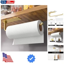 Paper Towel Holder - Self-Adhesive or Drilling, Gold, Upgraded Aluminum Kitch...