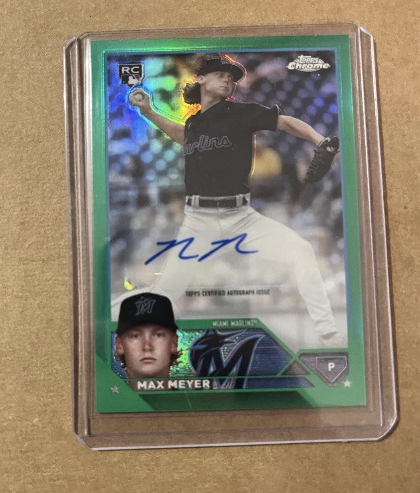 2023 Topps Chrome - Max Meyer Auto Green Refractor /99 #RA-MME RC Miami Marlins