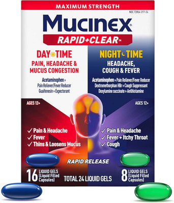 Rapid Clear Maximum Strength Day & Night Cold and Flu Medicine for Adults, Over