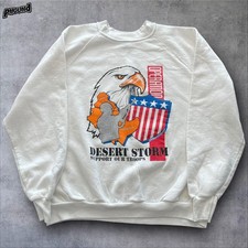 Vintage Desert Storm Sweatshirt Mens XL White Operation Support Our Troops 90s