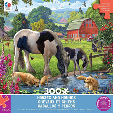 - Horses and Hounds - 300 Oversized Piece Jigsaw Puzzle