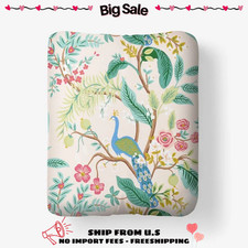 Rifle Paper Co Peacock Sateen Fitted Sheet Blush Queen