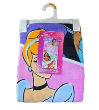 Disney Princess Summer Beach Towel 58x28 100% Cotton Moana Ariel Jasmine Etc 