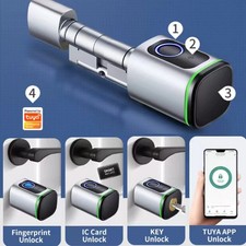 SMART TUYA ELEKTRONISCHES T&Uuml;RSCHLOSS SCHLIESSZYLINDER MIT FINGERABDRUCK 60-120MM