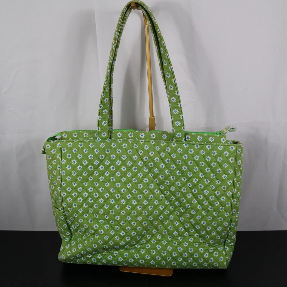 Vera Bradley Quilted Green Floral Tote Bag – Multi Pocket 16"x12"x3" - Image 2 of 4