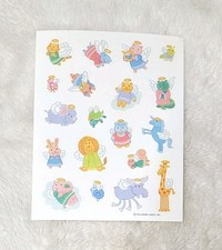 RARE Vintage Hallmark Animal Angel Sticker Sheet Cute Stickers