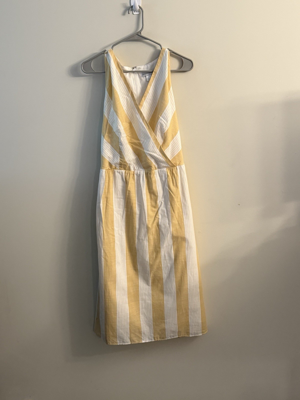 Christopher & Banks Yellow White Striped Tie Back Midi Dress Women’s  Size 16