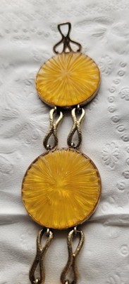 Vintage Golden Yellow Textured Round Disk Bracelet 7.5'' Goldtone