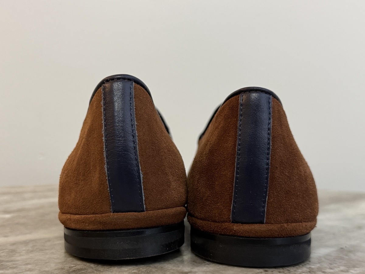 RUBINACCI X Todd Snyder Marphy Plaid Tartan Blue Bow Belgian Shoes Loafer 41 Marphy Canvas Green - Luxurious Jute Moccasins for Ultimate  main image 3