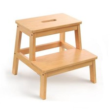 Bamboo 2 Step Stool for Kids Adults, Wooden Kids Step Stool for Bathroom