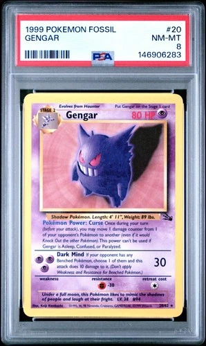 1999 POKEMON FOSSIL #20 GENGAR PSA 8