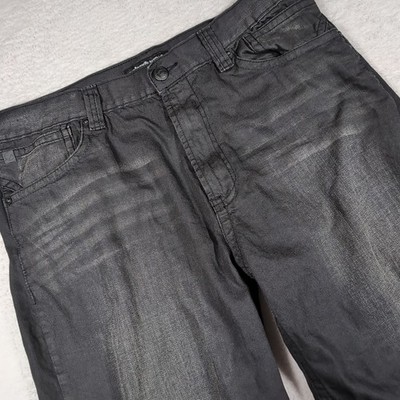 Ecko Unltd Shorts Men 38 Black Denim Baggy Fit Skater Hip Hop Y2K 15'' Inseam