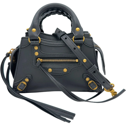 BALENCIAGA Neo Classic City Mini Black Leather Shoulder Bag 638527 #OKB3090