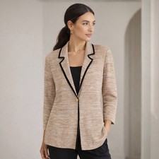 MISOOK Women's single button Cardigan Jacket Heather brown Beige XL