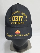 USMC US Marine Corps 0317 Veteran Hat Cap Black Classic Adjustable