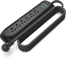 Monster 15ft Black Power Strip and Tower Surge Protector, Heavy Duty Protection,