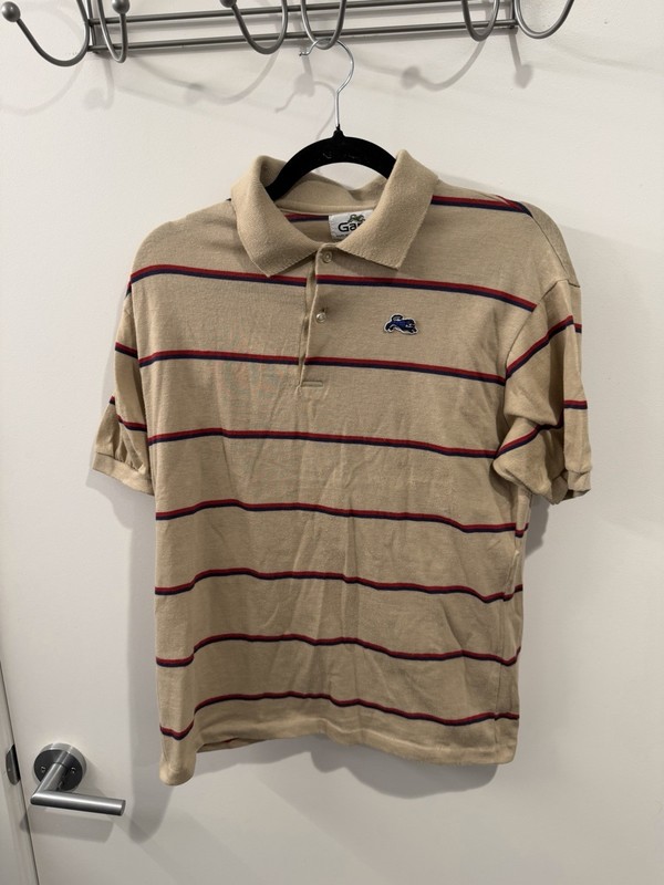 GARAN Vtg. Mens Shirt Large Polo Stripe Short Sleeve