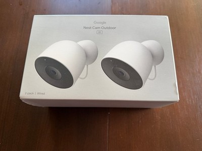 Google Nest Cam Outdoor Wired 2nd Gen 2 Pack 2K Security Cameras Snow White -NEW