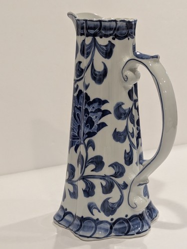 Vintage Andrea By Sadek Blue/White Delft Willow Style Pitcher/Vase 8.25" Tall - Bild 2 von 15
