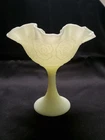 Vintage Fenton Persian Medallion Compote Custard Uranium Glass