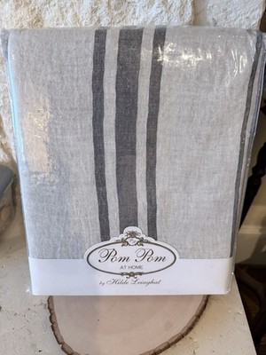 Pom Pom At Home 100% Linen Jackson Flax midnight king Duvet Cover $779 Msrp