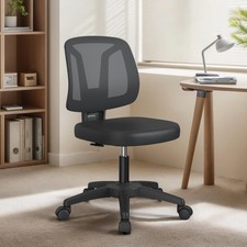 Armless Swivel Small Task Desk Office Chair Without Arms Height Adjustable wi...