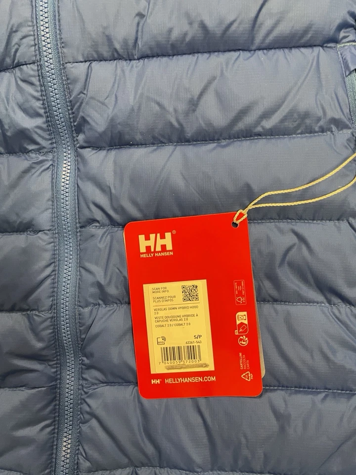 CAPUCHA HÍBRIDA DE PLUMÓN DE VIDRIO Helly Hansen para hombre 2.0 cobalto talla pequeña nueva con etiquetas Foto 3 de 4