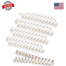10 Pieces White Terminal Blocks 12-Position Terminal Strip Dual Row Screw Ter...
