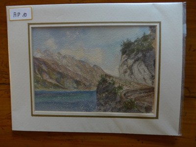 Aquarell  Gardasee bei Riva 1875