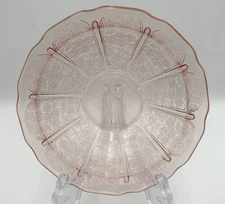 8.5" Pink Jeanette Glass Cherry Blossom Berry Bowl 1930-39 Vegetable Chip
