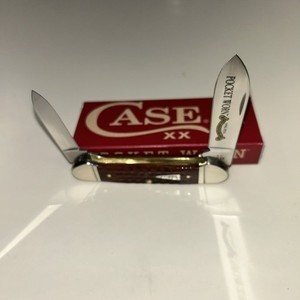 CASE XX #55235 POCKET WORN MAHOGANY BONE CORN COB CANOE JLUTED SS