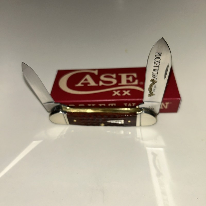 CASE XX #55235 POCKET WORN MAHOGANY BONE CORN COB CANOE JLUTED SS