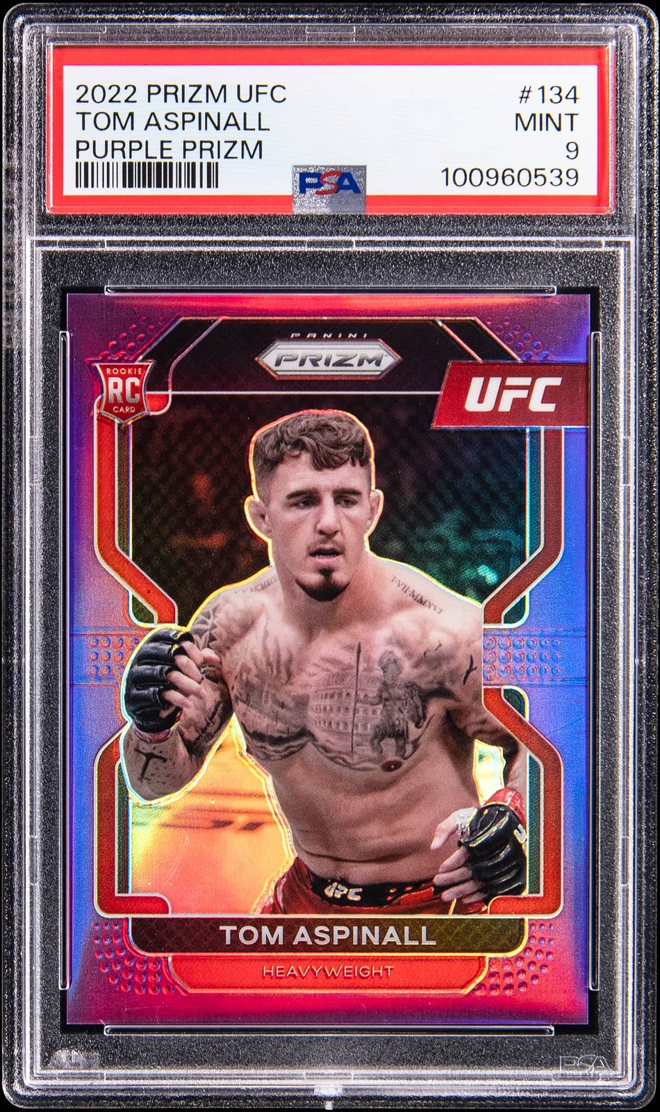 2022 Panini Prizm UFC Purple Prizm #134 Tom Aspinall Rookie Card (#011/149)