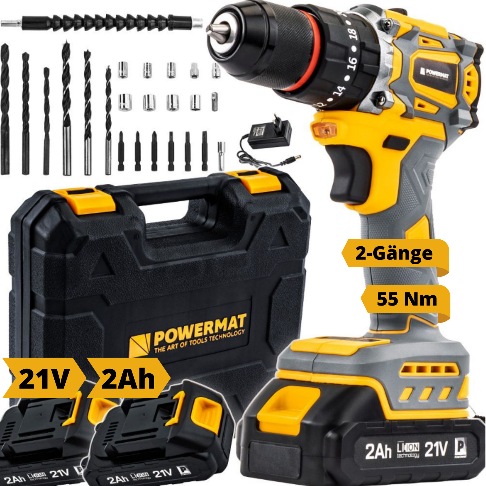 Trapano avvitatore a batteria 21V con accessori