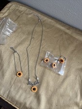 5pcs Sunflower-themed Jewelry Set, Including A Necklace, Earrings, Ring